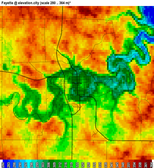 Fayette elevation map