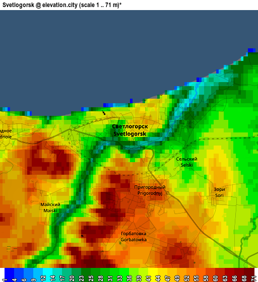 Svetlogorsk elevation map