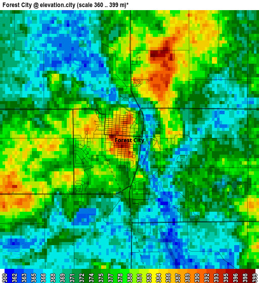 Forest City elevation map