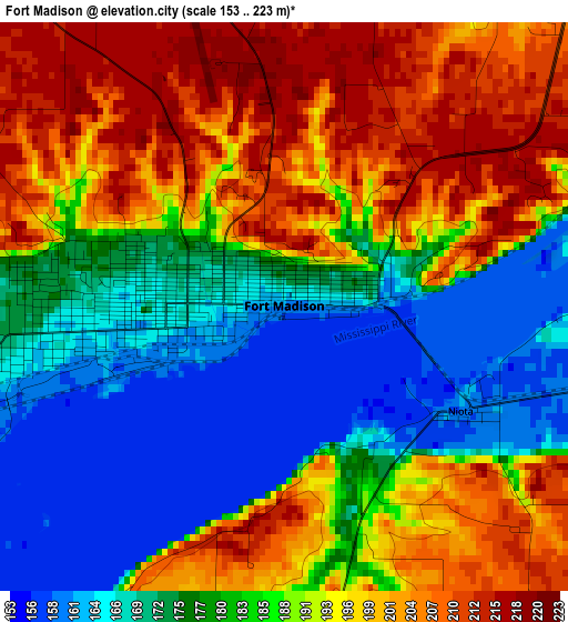 Fort Madison elevation map