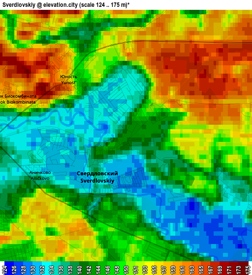 Sverdlovskiy elevation map