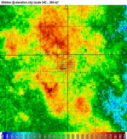 Glidden elevation map