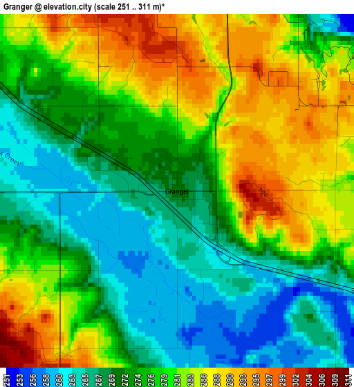 Granger elevation map