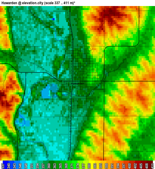 Hawarden elevation map