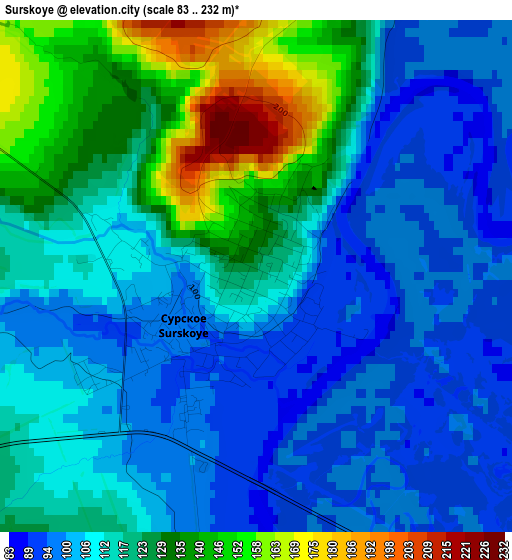 Surskoye elevation map