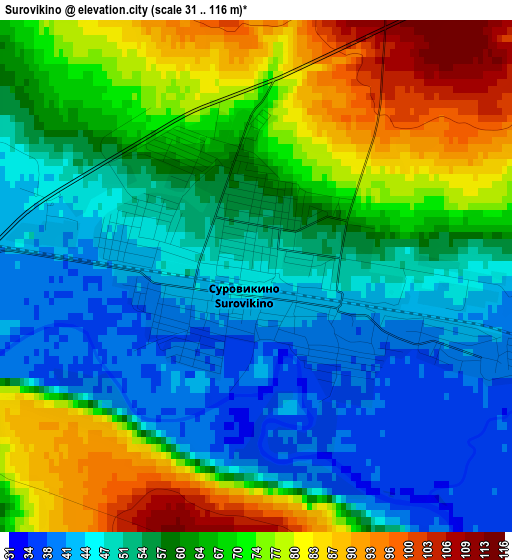 Surovikino elevation map