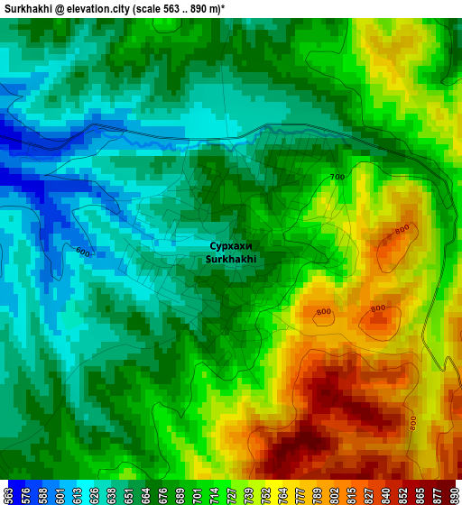 Surkhakhi elevation map