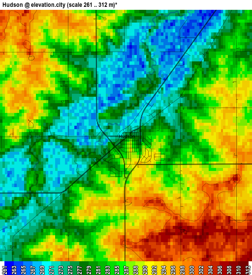 Hudson elevation map