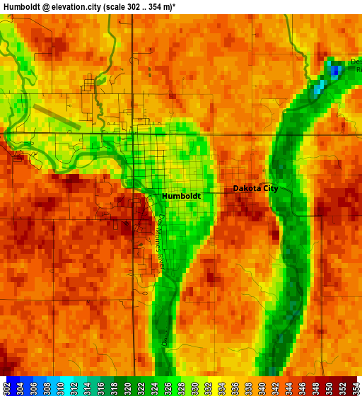 Humboldt elevation map