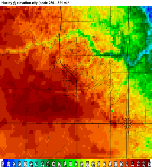 Huxley elevation map