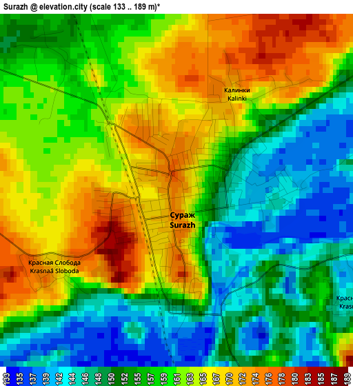 Surazh elevation map