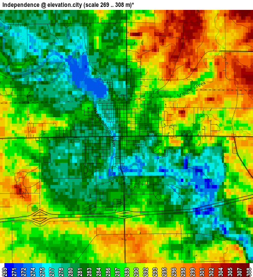 Independence elevation map