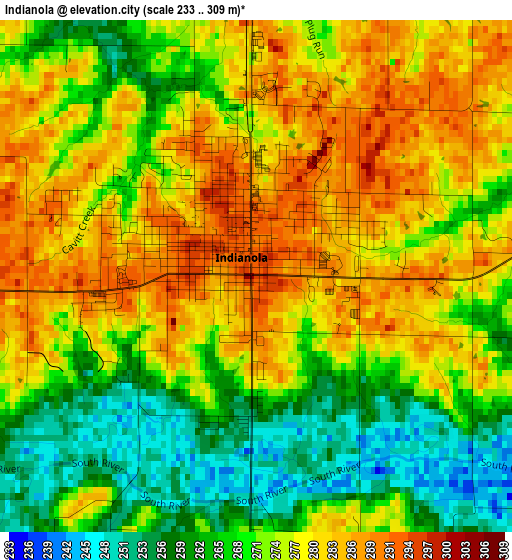 Indianola elevation map