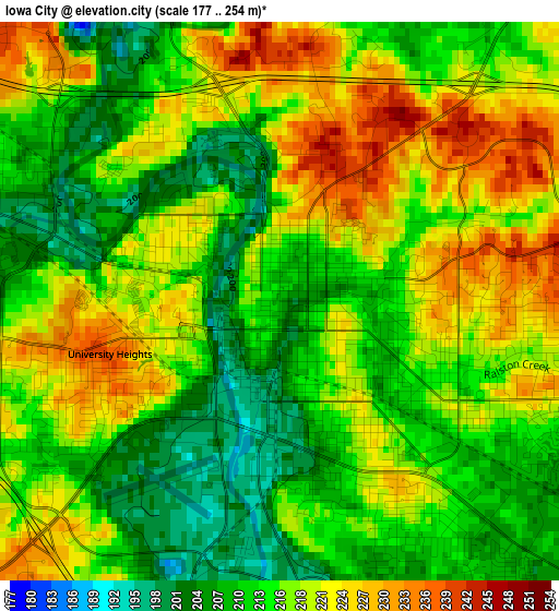 Iowa City elevation map