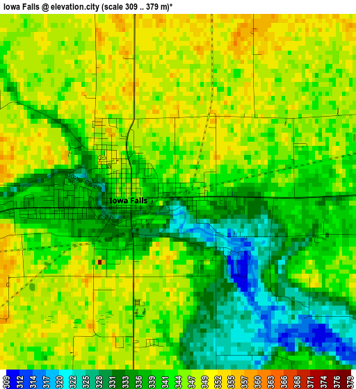 Iowa Falls elevation map