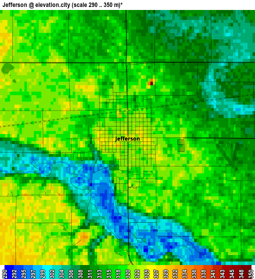 Jefferson elevation map