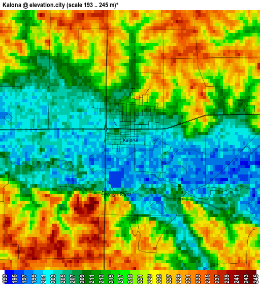 Kalona elevation map