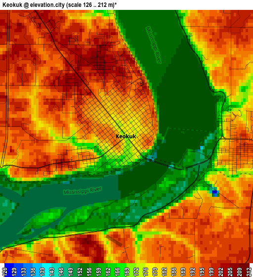 Keokuk elevation map