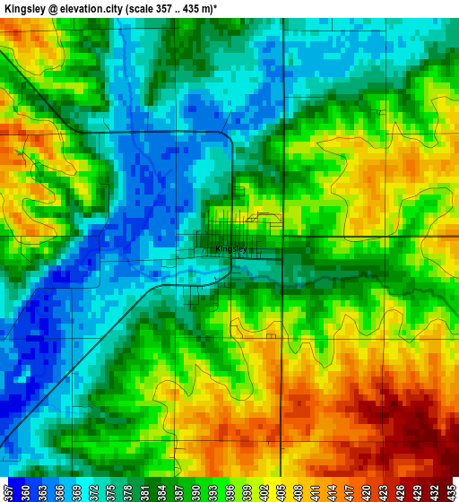 Kingsley elevation map