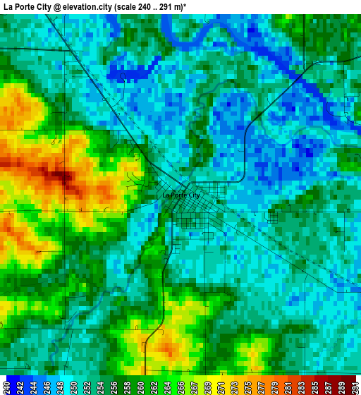 La Porte City elevation map