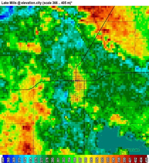 Lake Mills elevation map