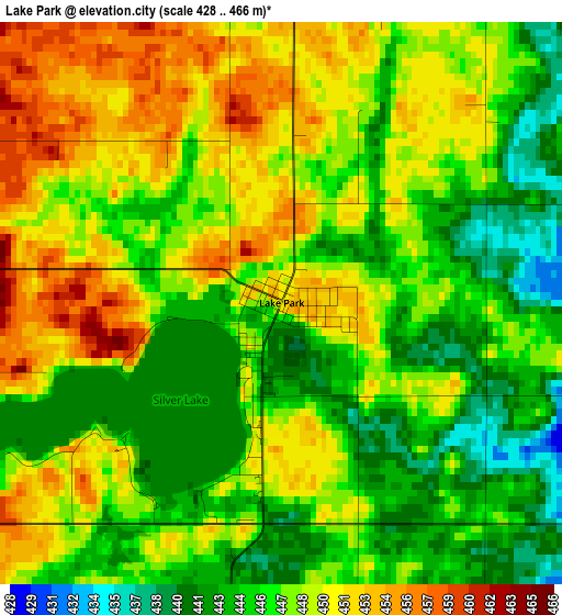 Lake Park elevation map