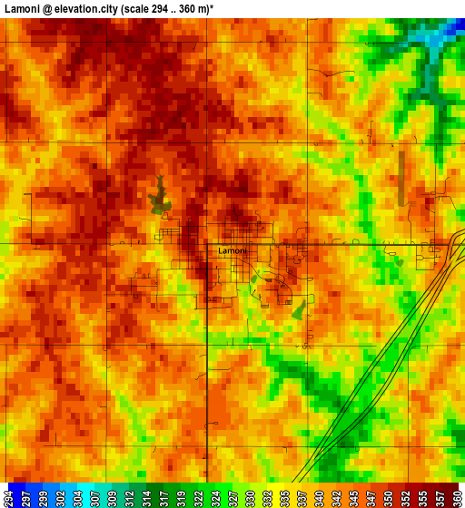 Lamoni elevation map