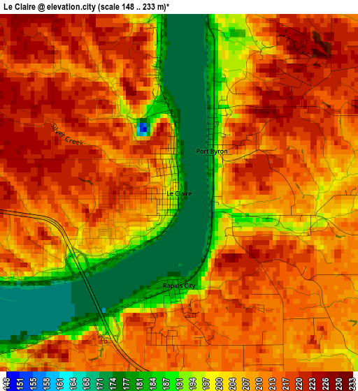 Le Claire elevation map