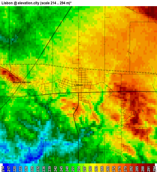 Lisbon elevation map