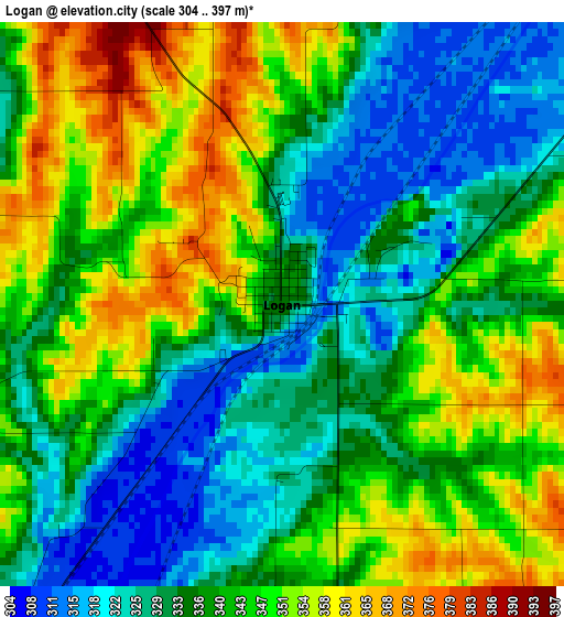 Logan elevation map