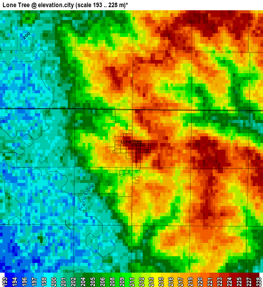 Lone Tree elevation map