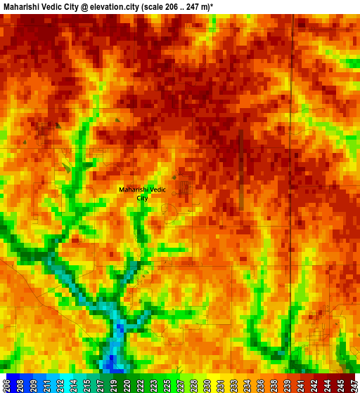 Maharishi Vedic City elevation map