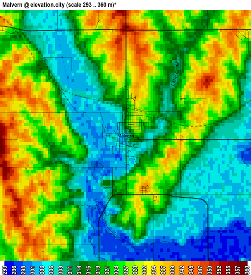 Malvern elevation map