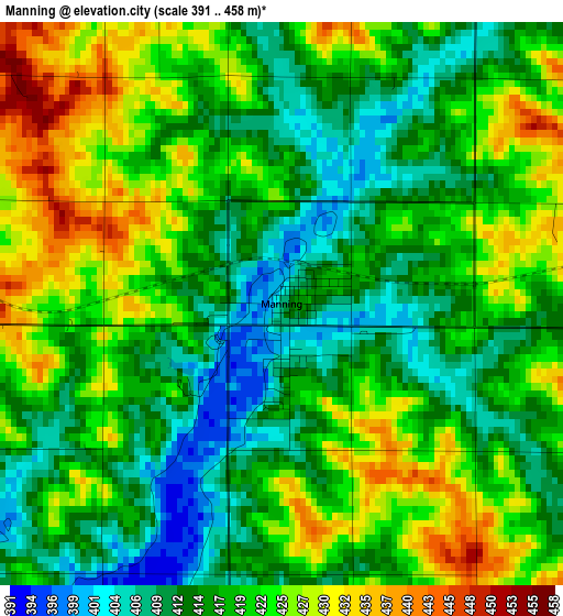 Manning elevation map