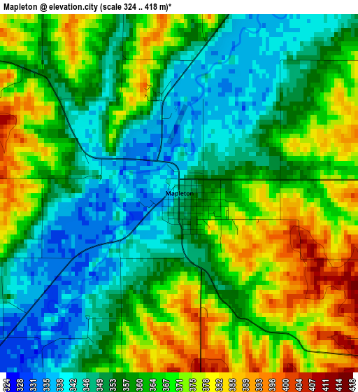 Mapleton elevation map