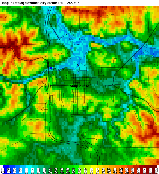 Maquoketa elevation map