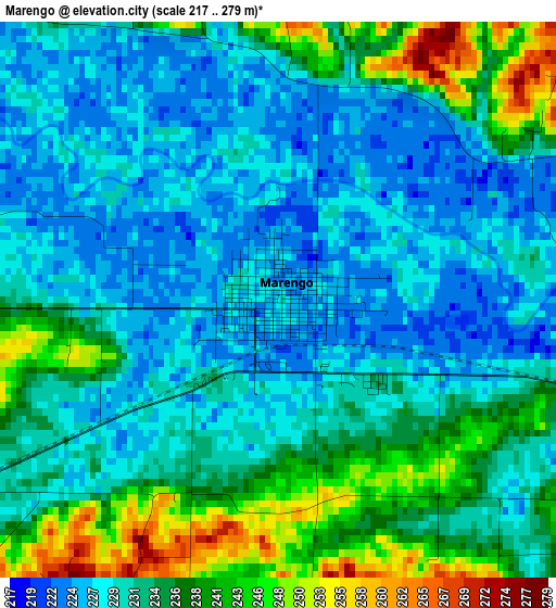 Marengo elevation map