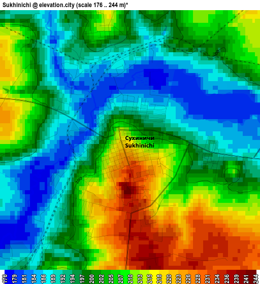 Sukhinichi elevation map