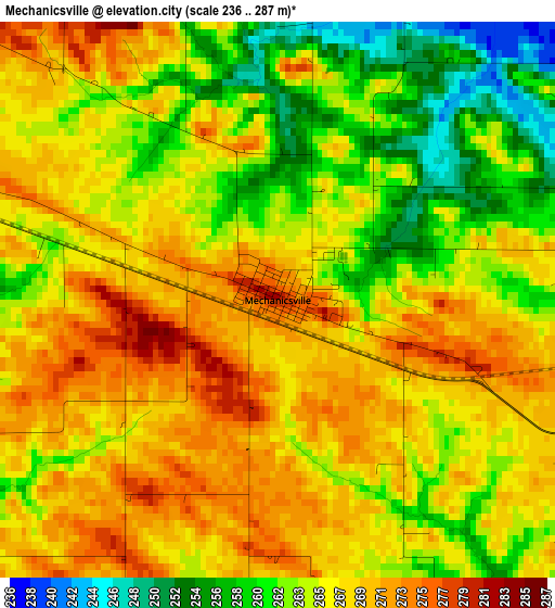 Mechanicsville elevation map