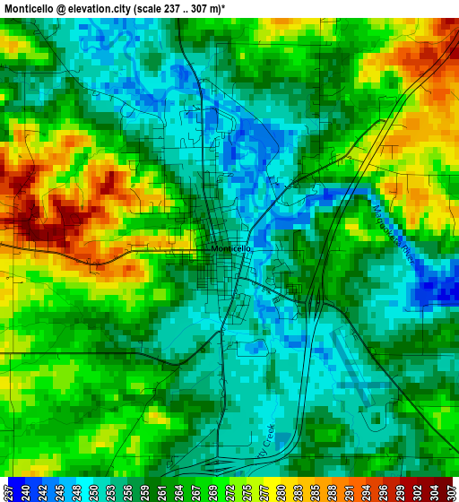 Monticello elevation map