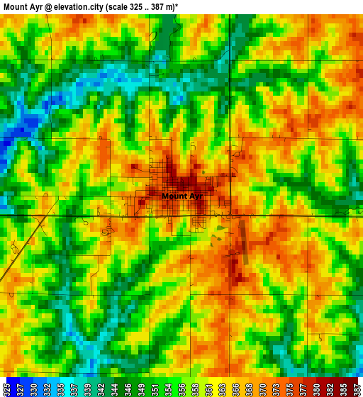 Mount Ayr elevation map