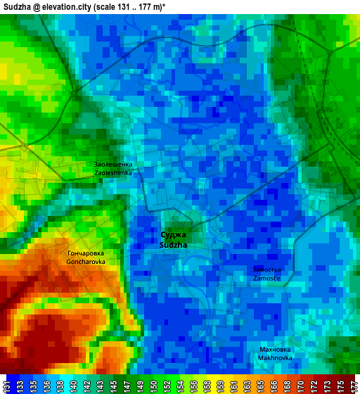 Sudzha elevation map