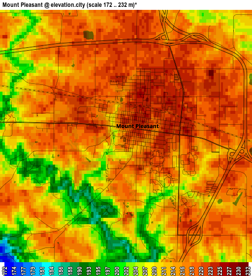 Mount Pleasant elevation map