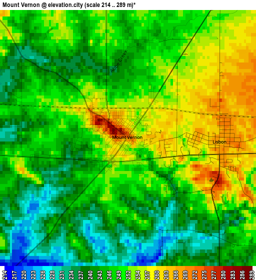 Mount Vernon elevation map