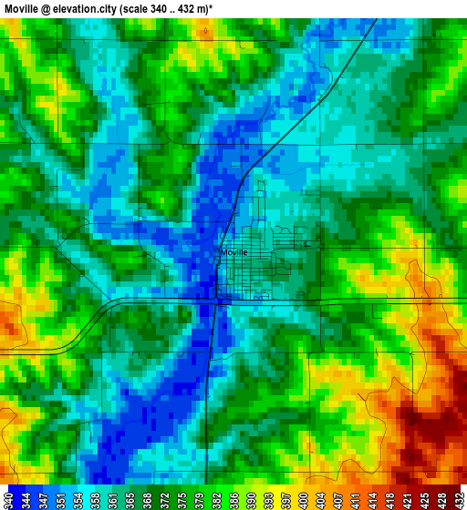 Moville elevation map