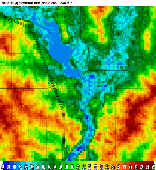 Nashua elevation map