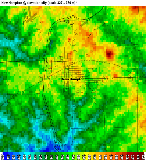 New Hampton elevation map