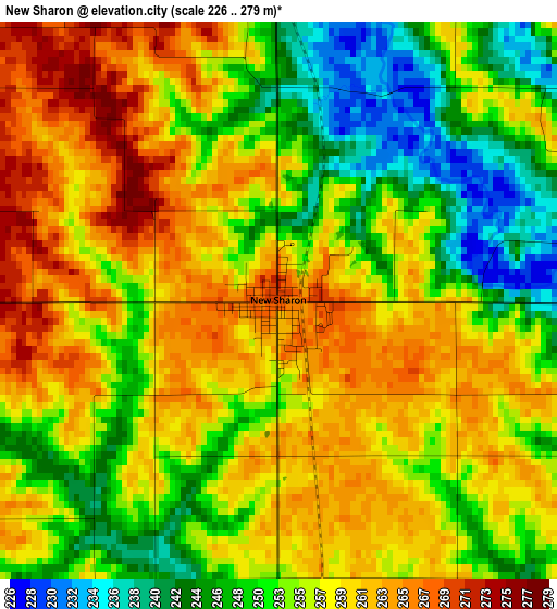 New Sharon elevation map