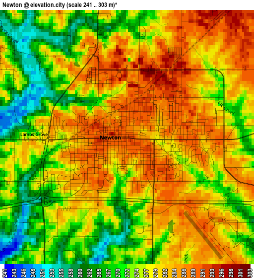 Newton elevation map