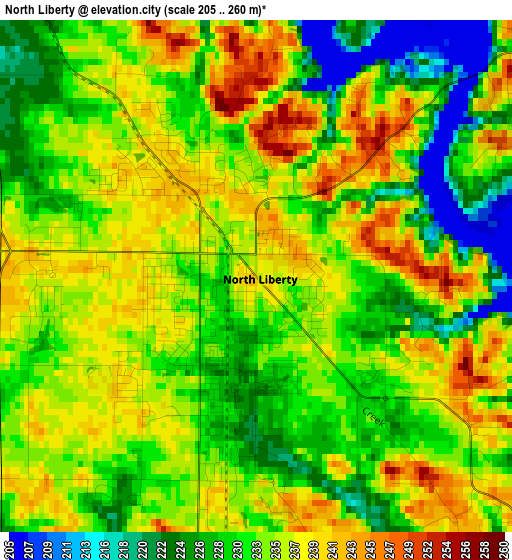 North Liberty elevation map